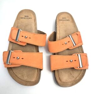 Earth Origins Orono Orra Peach Leather Slide‎ Sandals Womens Size 7 M Slip On